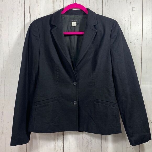 Vintage J.Crew 100% Wool Black Blazer Size 8 Classic Minimalist Office Chic - Picture 1 of 12